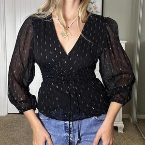 Black and silver embroidered polka dot blouse with a touch of glamour #polkadot